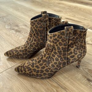 Veronica Beard “Lexi” leopard-print suede booties